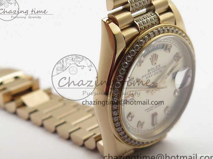 Bracelet Day-Date Dial Silver on Crystal RG A2836 Best Edition 128235 Marker Crystal BP President 36mm RG 0511